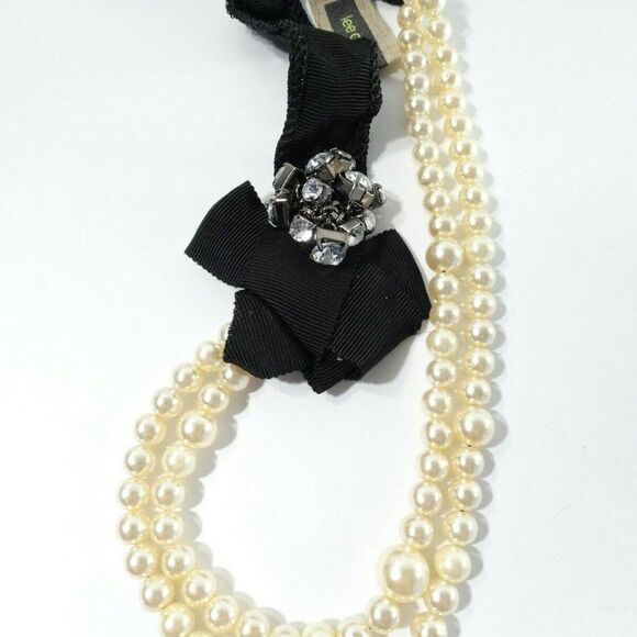 Lee Angel Neiman Marcus Double Pearl Grosgrain Ribbon Gemstone NEcklace NWT 235 - Picture 5 of 5